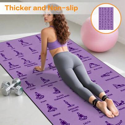 Yoga Poses Pattern Printed Diatom Mud Yoga Mat Fitness Exercise Mat Pilates Training Mat Suitable For Multi-Functional Use In Home Gyms, Lightweight And Durable Material, Suitable For Fitness Training, Various Training, Entertainment And Sports Mats.