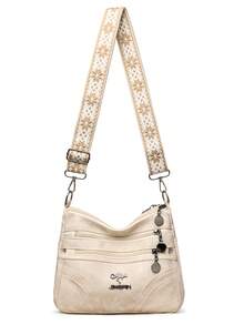 Women's Soft Fabric Crossbody Bag, Middle-Aged Shoulder Bag, New Spring/Autumn Design - White - View 4