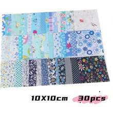 30/50片4x4英寸彩色方块布料，DIY手工材料，拼布绗缝布料，多种图案，适用于缝纫、DIY艺术、剪贴簿、绗缝、枕头、宠物服装、配饰等。 - 彩色 - 查看 13