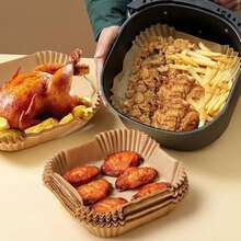 100Pzas Papel para Freidora de Aire, Forro Redondo Desechable para Freidora de Aire, Papel para Freidora, Horno, Microondo, Vaporera - 20 cm + 4,5 cm - Ver 5