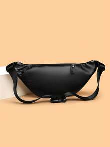 High Quality Plain Color Leather Waist Bag, Soft Sling Bag With Large Capacity For Men, Suitable For Cycling, Hiking, Business, Commuting 2000s Style Streetwear - Multicolor - View 9