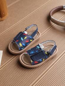 1双儿童怪兽沙滩凉鞋，PU鞋面，防滑厚鞋底，魔术贴搭扣 - 寶藍色 - 查看 3