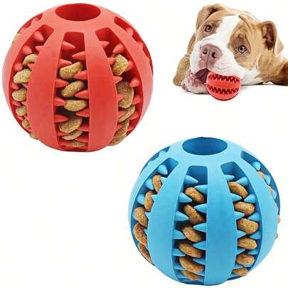 1/2 Pack Anti-Chew Dog Treat Ball Dispenser - Puzzle Feeder, Relieve Boredom, Suitable For Teething Puppies And Brain Training, Ideal For Dog Lovers