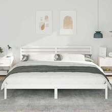 vidaXL Cadre de lit avec tête de lit Blanc 180 x 210 cm Pin massif - Blanc - Voir 4