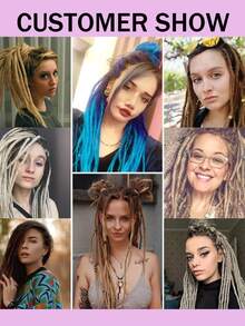 10-Strand Handmade Dreadlock Extensions, Real Human Hair, 0.6cm Wide, Reggae Hip Hop Style - Natural Black - View 6