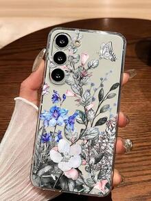 1个花卉、叶子和蝴蝶图案软手机壳，兼容华为荣耀、红米、三星Galaxy A04e/12/A13/A14/A34/A50/A52/A53/A54/S21/S22/S23/S24/S25/S25 Ultra、6A/7A/8A、12T/13T，国际版，非国内版 - 無色 - 查看 6