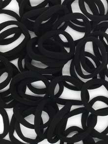 100pcs/200pcs/Can Women's Basic High Elasticity Hair Ties For Ponytail, Hairstyle (Assorted Colors) Casual,Woman Head Accessories, Woman Hair Accessories Ponytail Holders Hair Elastics Hair Rubber Bands Scrunchies Hair Rope, Hair Bobbles ,Gym Sport Outfit,Home And Living New In,Gifts,Household Items,Bathroom Accessories,Back To School,Outdoor Supplies,Party Rwady. - Black - View 3