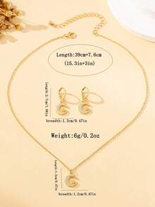 Simple & Elegant Fashion Moon & Star Glass Inlaid Necklace & Earrings Jewelry Set For Women, Suitable For Daily, Vacation And Gift, Ramadan Jewelry Gift, No Box
