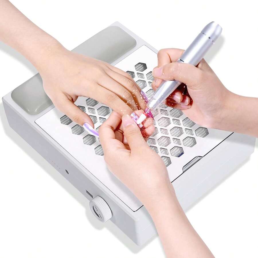 GCCSJ Nail Dust Collector For Nail Tech & Salon – Adjustable Speed Nails Extractor Vacuum With Reusable Filter & Magnetic Detachable Dust Cup, Low Noise Professional Fan For Acrylic Nail Art Manicure Polishing, Easy Clean - 預設 - 查看 1
