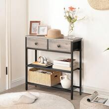 HOOBRO Console Table Slim Console Table With 2 Drawers Hallway Table With Storage Side Table Slim Sofa Table For Small Spaces Living Room Entryway Kitchen Greige And Black EBG72XG01 - GreigeBlack - View 8