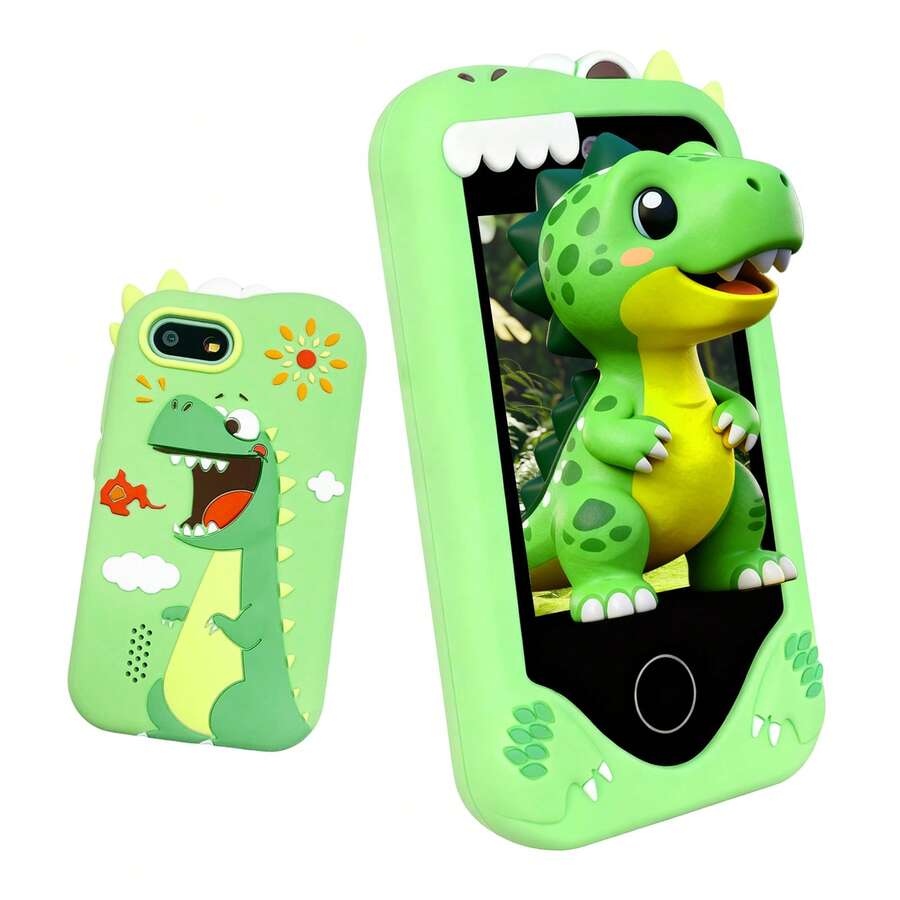 Teléfono de juguete inteligente educativo para niños, tema de dinosaurio que escupe fuego, compatible con tarjeta de memoria de 32GB, múltiples estilos disponibles, regalo perfecto para niños de 3-12 años en vacaciones y cumpleaños - Multicolor - Ver 1