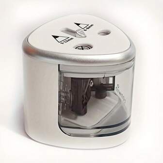 Sacapuntas eléctrico, sacapuntas semiautomático de doble orificio para lápices gruesos y delgados, giratorio de dos orificios para bolígrafos