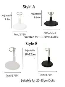 1pc Adjustable Doll Stand, Doll Display Holder Suitable For 12-15cm Teddy Bears & Figurines, Black Color With White Base, Portable Photography Prop, Keeps Dolls Standing, Multi-Angle Fixation + Plush Doll Storage (Doll Not Included) - White - View 8