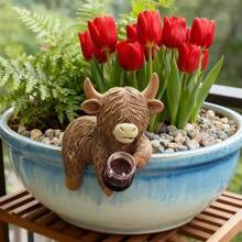 1件创意树脂高地牛雕像墙饰，家居装饰悬挂式花盆架 - 彩色 - 查看 3