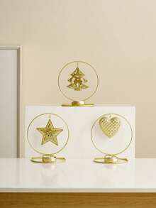 Elegant Gold Metal Lantern - Perfect For Home Decor, Family Gatherings, Birthday Parties And Holiday Celebrations. Star & Moon Lantern Decor, Ramadan Theme Gift, Graduation Gift, Tea Light Candle Holder Centerpiece, Luxury Gift Choice, Wedding Table Decoration, Restaurant Ambiance Creation, Housewarming Party Gift, Ideal Diwali Decoration And Christmas Party Supplies. - Multicolor - View 4