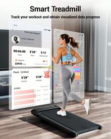Foldable 6% Slope Under Desk Treadmills 2.5 HP Quiet Walking Pad Portable Remote Control LED Display 300LBS Exercise Walkingpad - US A Type Plug(110-127V) - View 4
