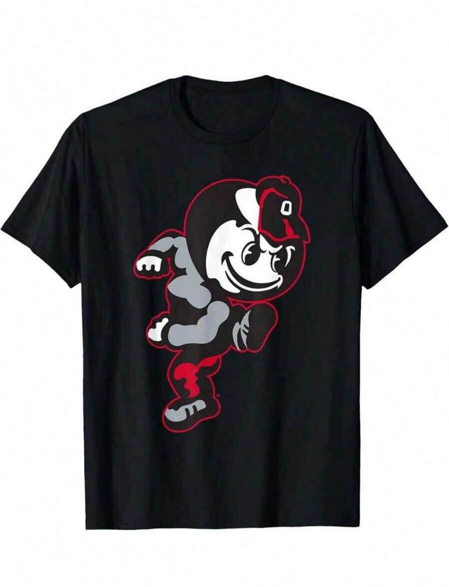 Ohio State Buckeyes Vintage Brutus T-Shirt Cotton Fun Design DIYMen Soft Breathable Comtable Casual Sports Halloween And - màu đen - Xem 1