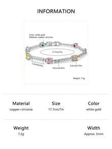 1件时尚优雅休闲风多场合经典网球立方氧化锆铜手链，热销新款设计，适合女士派对和日常穿搭，节日实惠珠宝礼品