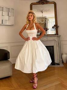 Elegant Romantic Charm Casual Date Wedding Long Summer Dress For Women, White Dress - White - View 5