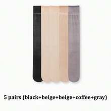 1/3/5/10 Pairs Of Women's Stockings, Ultra-Thin Long Tube Stockings, Anti Hook Silk Calf Socks, Sexy, Ultra-Thin, Super Transparent, Versatile JK, Knee High Socks, Suitable For Home Commuting, Parties, Gifts.Straight Socks - Multicolor - View 45