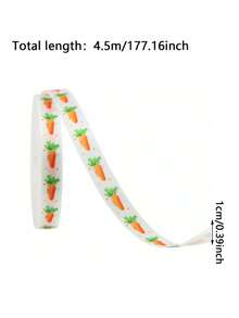 1roll 5-Yard Easter Ribbon, Gift Bouquet Wrapping Ribbon, Colorful Egg And Carrot Design Ribbon, Satin Ribbon, Suitable For Gifts, Bouquet Wrapping, DIY Hair Accessories, DIY Bows, DIY Wreaths, Cake And Baking Gift Wrapping, Perfect For Themed Parties, Easter Decorations And Home Decor. - Multicolor - View 8