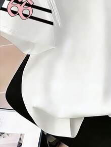 Tween Girls' Casual Everyday Commute Fashion Street Funny Cartoon Letter Print Loose Fit T-Shirt, Summer - White - View 7