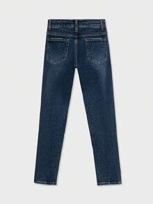 Women's Skinny Jeans - Classic Whisker Wash Stretch Denim Pants With Button & Zipper Closure For Everyday Slimming Fit (Comfortable Figure-Hugging Look) - Dark Wash - View 7