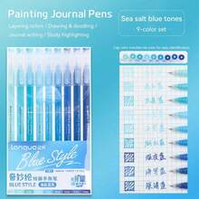 9pcs Morandi Color Pens Set Transparent Barrel Multi Colors Gel Ink 0.6mm Ballpoint Spot Liner For Drawing Highlighting, Office Supplies, Student Back To School Stationery Gift - Hot Pink - View 19