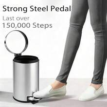 Small Trash Can With Lid Soft Close, 4.5 Liters / 1.2 Gallon Bathroom Garbage Can, Mini Step Trash Bin, Stainless Steel Wastebasket For Bathroom, Bedroom, Office (Silver),Silver - 銀色 - 查看 4
