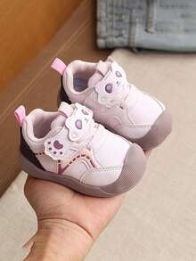 Baby Toddler Shoes, Cartoon Soft-Soled Non-Slip Cute Kids Shoes - Pink - View 1