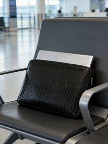 1个黑色鳄鱼皮笔记本电脑保护套，防水防震超薄笔记本电脑包，兼容Macbook 13.3/14/16/MateBook/HP - 黑色 - 查看 6