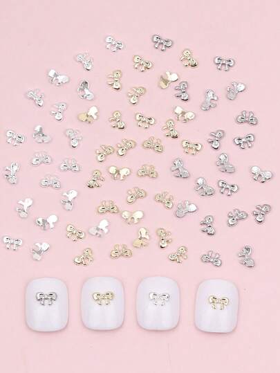 10 piezas Mini decoraciones de arte de uñas de cinta de aleación, Moño de metal pequeño estilo japonés DIY, Productos para uñas, Accesorios de uñas minimalistas Y2K, Suministros para uñas, Joyería para uñas, Gemas para uñas