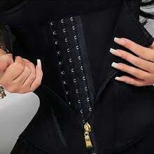 Adjustable Multi-Bone Support For Women - Waist Trainer With External Zipper - Internal Button Design - Double-Layered Padded Abdominal Control - Breathable And Ultra-Thin For Workouts - And Postural Support Suitable For All Seasons. Your Waist - 黑色 - 查看 8