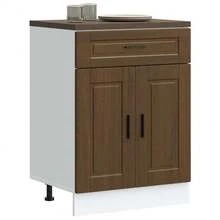 vidaXL Armoire de cuisine Porto chêne marron bois d'ingénierie - Tabac - Voir 2