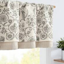 Linen Valance Kitchen Curtain Double Layer 16 Inch Living Room Bedroom Bathroom Window Treatment Blackout Vintage Rustic Farmhouse Cottagecore Rod Pocket 1 Panel On Beige - 復古灰 - 查看 8