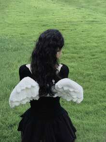 Korean Style Casual Fashion Versatile Highly Attractive Sweet Cute Angel Wings Outfit Embroidered Letter Heart Angel Wings Asymmetric Backpack Large Capacity Outdoor Shopping Backpack - White - View 3