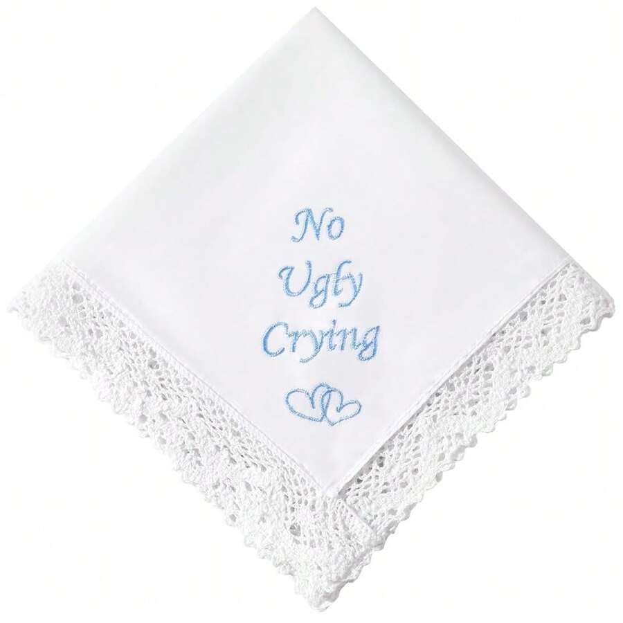 Wedding Handkerchiefs Something Blue For Bride, Mother Of The Bride Gifts Embroidered Lace Keepsake Bridal Hankies - NoUglyCrying - 查看 1