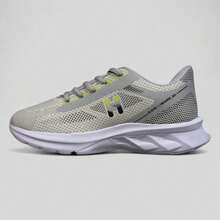 Men's Running Shoes For Gym, Sports, Running, Walking, Anti-Impact, Breathable, Soft, Ultra Lightweight - 灰色和綠色 - 查看 3