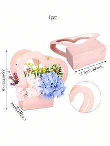 Hộp hoa hình trái tim có tay cầm - Hộp quà tặng bó hoa gấp gọn trang nhã, thích hợp làm quà tặng cầu hôn, đám cưới, kỷ niệm ngày cưới, Ngày của Mẹ, Ngày Valentine và trang trí tiệc đính hôn. - Nhiều màu - Xem 3