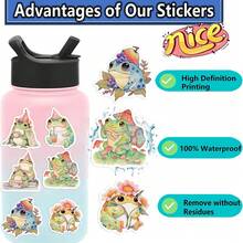 50 Peças Adesivos Impermeáveis de Grafite de Sapo Cartoon, Adequados para Motocicletas, Carros, Laptops, Capas de Telefone Celular, Malas, Garrafas de Água, Malas, Skates e Capacetes, Adesivos Decorativos, Adesivos Decorativos de Conta Manual Sem Emendas DIY - Multicolorido - Visão 8