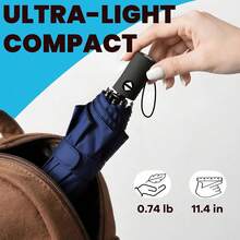 Windproof Travel Umbrella - Automatic Compact Folding Umbrella For Rain, Small Portable Windproof Umbrellas For Men Women And Teenagerssss (Navy Blue),42Inch-1Pack,NavyBlue - 海軍藍 - 查看 4