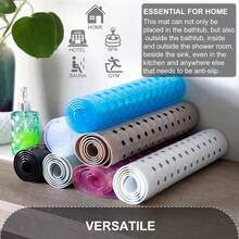 Bath Tub And Shower Mats, Non Slip 40 X 16 Inch Extra Large Bathtub Mat, Machine Washable Bathmat With Drain Holes, Suction Cups For Bathroom Floor, Gray - 灰色的 - 查看 6