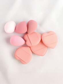 46件套化妆工具套装，包括：1个多功能拉链防水化妆包+25套化妆刷+4个化妆海绵+4个迷你化妆海绵+4个圆形粉扑+2个爱心形散粉扑+4个迷你气垫粉扑+1条洗脸巾+1个化妆刷清洁托盘 - 彩色 - 查看 6