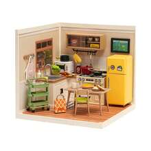 Robotime Rolife Super Creators DIY Plastic Mini House Building Kit - 3D Puzzle With LED Lights, Compatible With Mini Figures, Multiple Themes To Choose From, Suitable For Teenagers And Adults, Interior Decoration, Ideal Christmas Or Birthday Gift(Happy Meals Kitchen) - 08-Happy Meals Kitchen - 查看 1