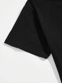 Men's Black Creative Casual Short Sleeve T-Shirt, Summer - Black - View 4