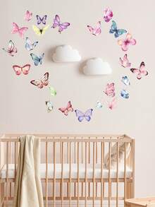 1pc Butterfly Decorative Self-Adhesive Removable Wallpaper, Suitable For Living Room Wall, Window Decoration - Cute Creative Wall Decor, Also Applicable For Refrigerator, Bathroom, Room, Bedroom Decoration - Multicolor - View 1