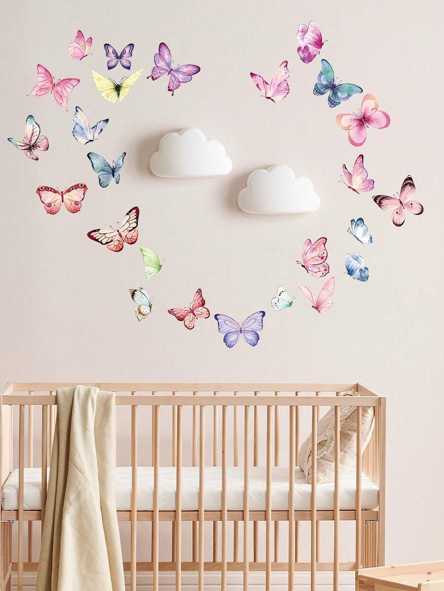 1pc Butterfly Decorative Self-Adhesive Removable Wallpaper, Suitable For Living Room Wall, Window Decoration - Cute Creative Wall Decor, Also Applicable For Refrigerator, Bathroom, Room, Bedroom Decoration - Multicolor - View 1