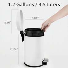 Small Trash Can With Lid Soft Close, 4.5 Liters / 1.2 Gallon Bathroom Garbage Can, Mini Step Trash Bin, Stainless Steel Wastebasket For Bathroom, Bedroom, Office (White),White - 白色 - 查看 6