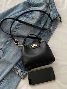 New Fashion Casual Latch Handbag, Suitable For Party, Outing, Shopping And Daily Use, Can Store Coins, Phones, Also Suitable As Work Bag For White Collar, College Students And Office Workers, Elegant Ladies Handbag , New Year - màu đen - Xem 4