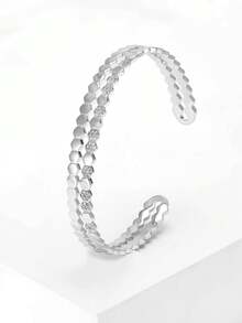 Copper Cubic Zirconia Geometric Rhombus Bracelet - Silver - View 6